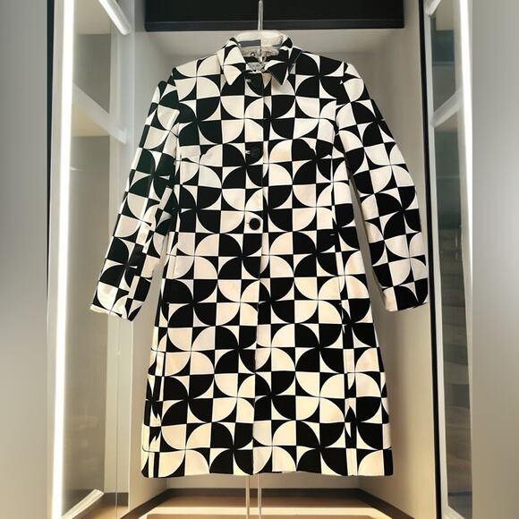 NEW Nine West Vault Vintage Trench Coat Nine West Mod Geometric Retro Flowers - Picture 12 of 13